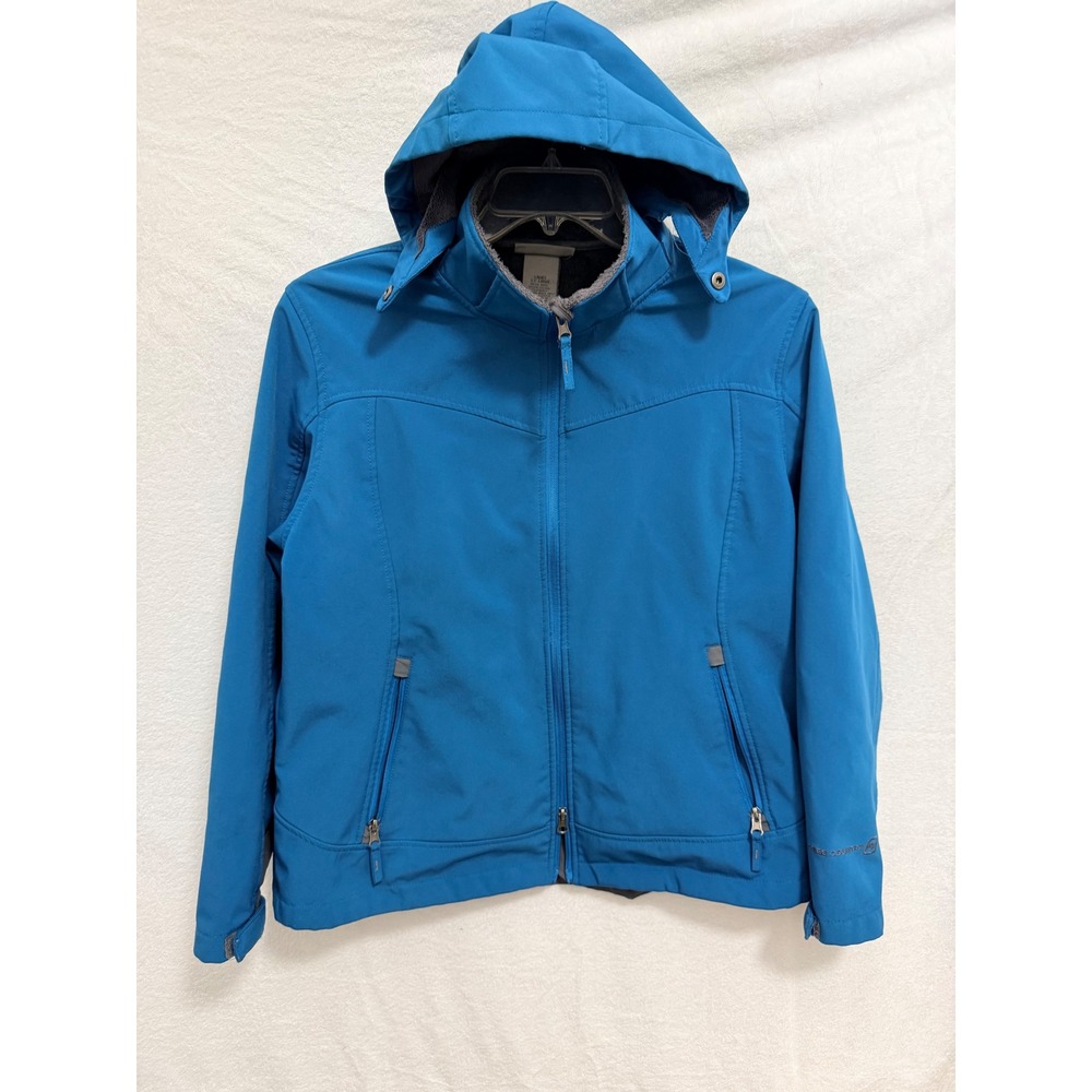 Free Country Blue Softshell Jacket Faux Fur Fleece Lined Detachable Hood XXL